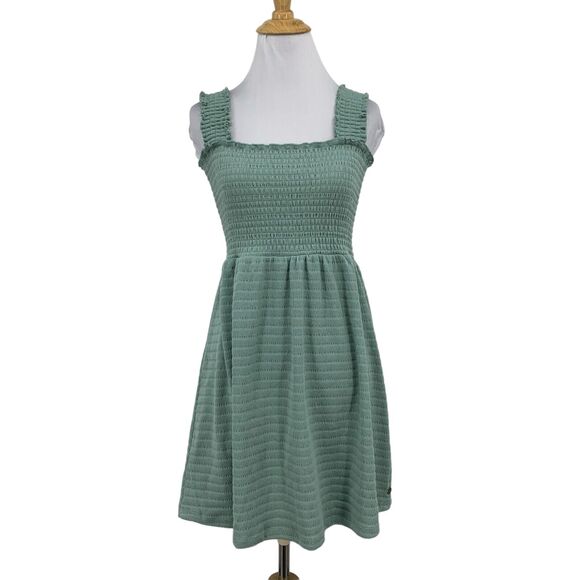Roxy Dress Womens S Small Mint Green Hanging 10 Off The Shoulder Smocked Mini - Picture 1 of 13